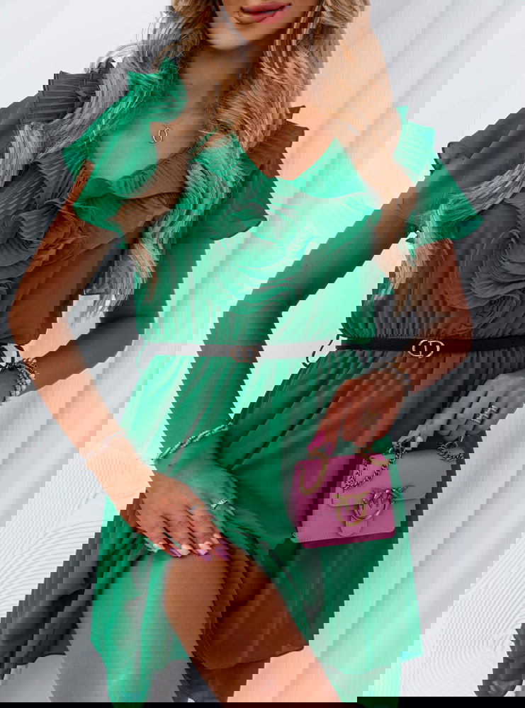 Szmaragdowa rozkloszowana sukienka z...