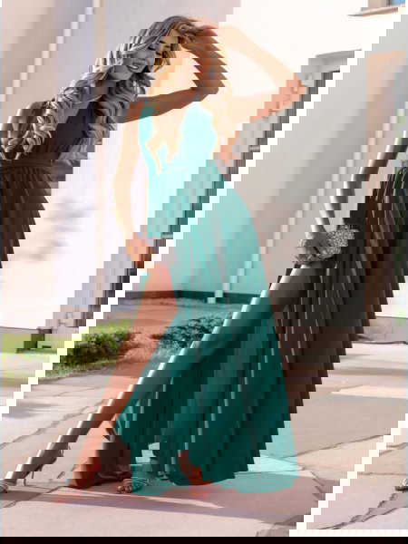 Długa satynowa sukienka -... 2