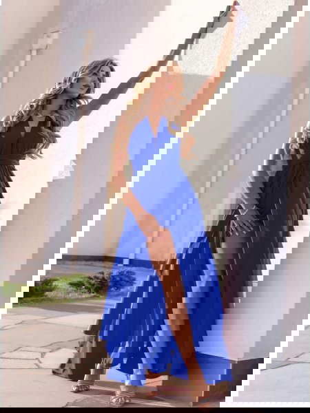 Chabrowa długa satynowa... 2