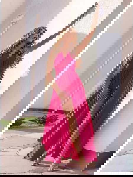 Długa satynowa sukienka -... 2