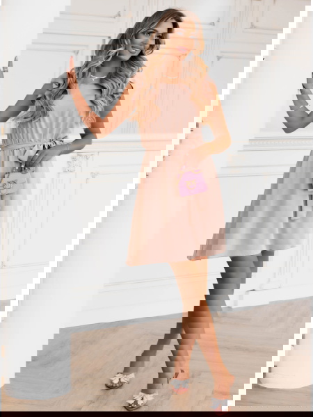 Beżowa sukienka z wiązaniem... 2