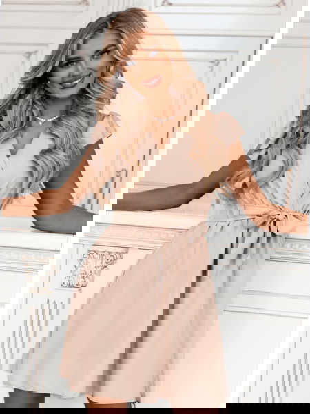 Beżowa sukienka z wiązaniem... 2