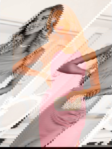 Satynowa długa sukienka na... 2