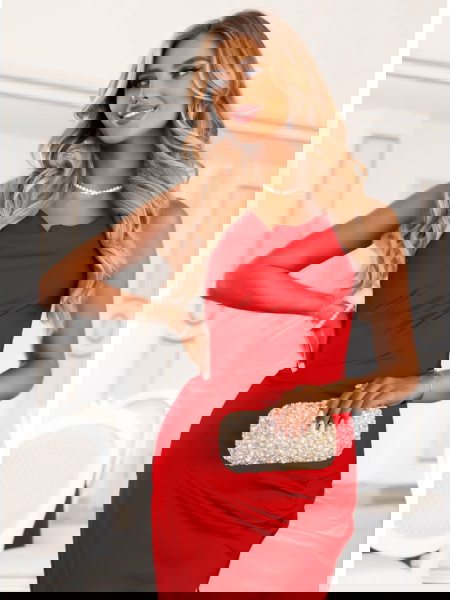 Malinowa satynowa długa... 2