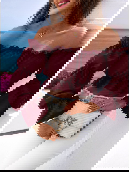 Bordowa krótka bluzka...