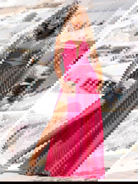 Długa satynowa sukienka -... 2