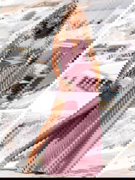 Długa satynowa sukienka -... 2