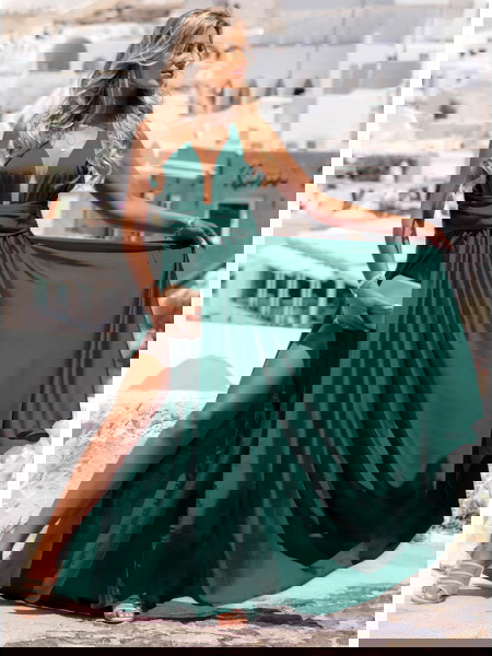 Długa satynowa sukienka -... 2