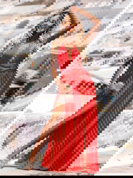 Malinowa długa satynowa... 2