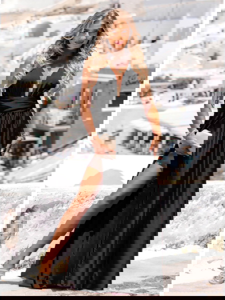 Czarna długa satynowa... 2