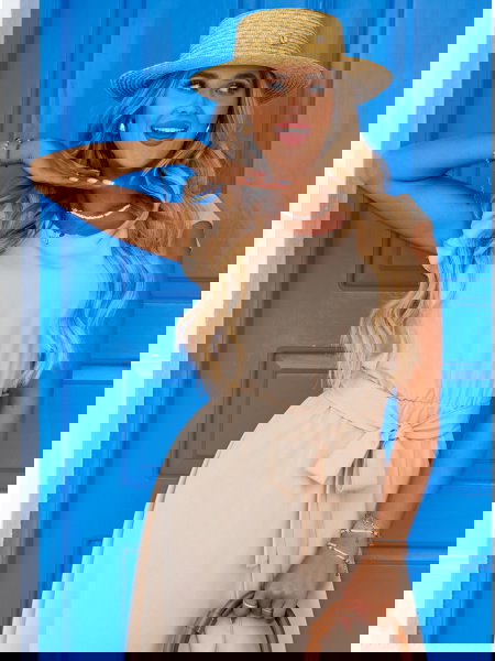 Beżowa sukienka z wiązaniem... 2