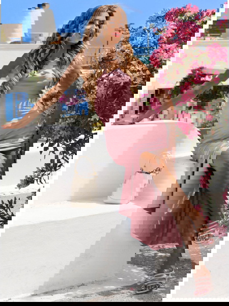 Satynowa długa sukienka na... 2