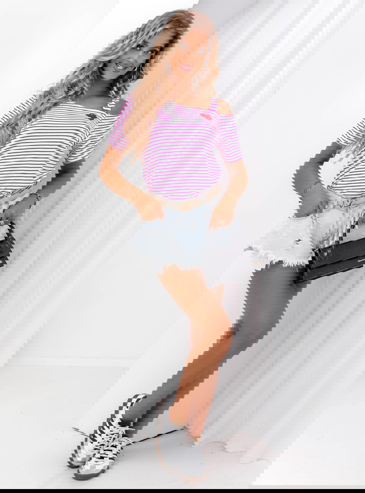 Bluzka z wycięciem na jedno ramię w...