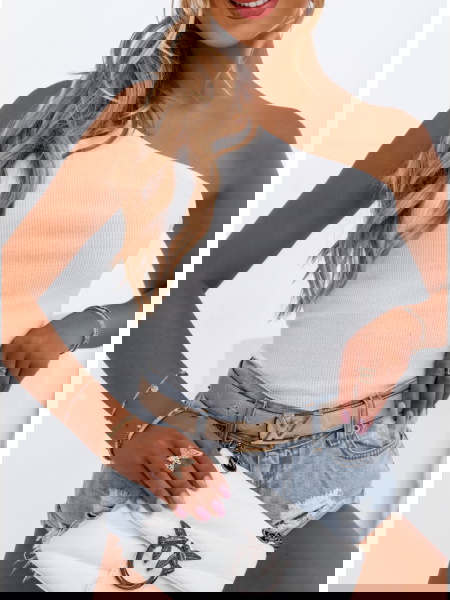 Biała prążkowana bluzka na... 2