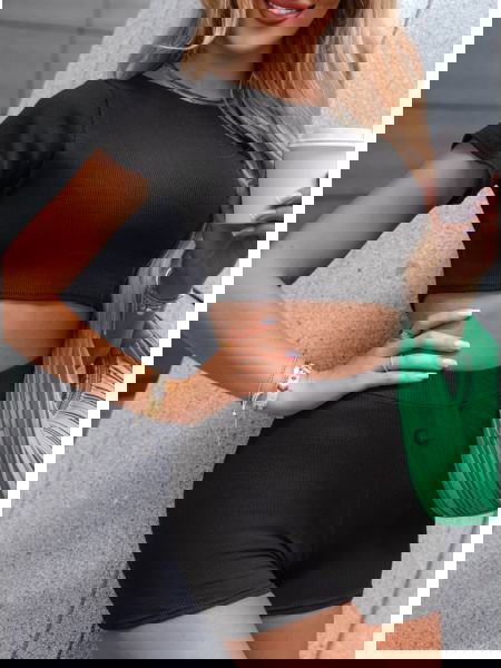 Czarny prążkowany komplet... 2