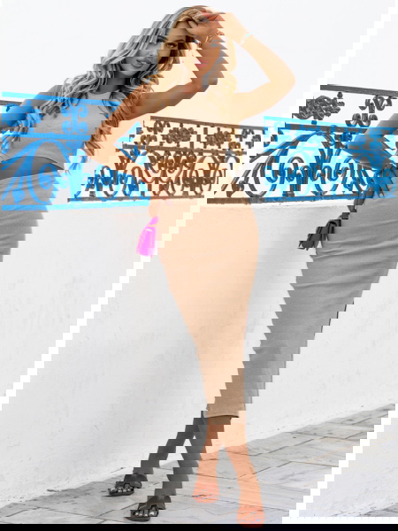 Beżowy prążkowany komplet... 2