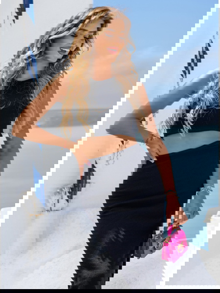 Czarny prążkowany komplet... 2