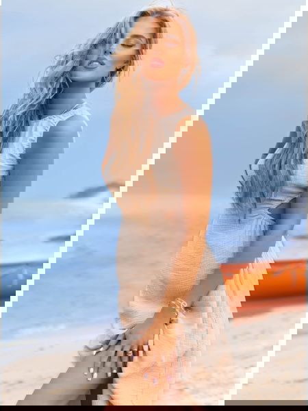 Beżowa muślinowa sukienka z... 2