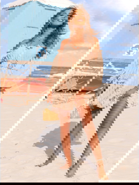 Beżowa sukienka mini z... 2