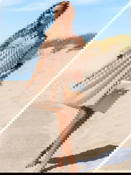 Beżowa muślinowa sukienka z... 2