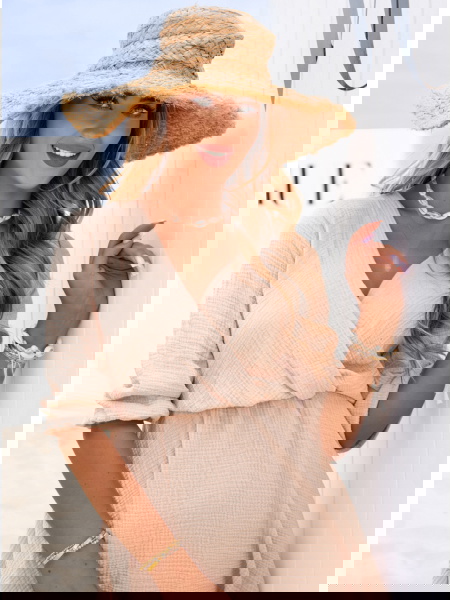 Beżowa muślinowa sukienka z... 2