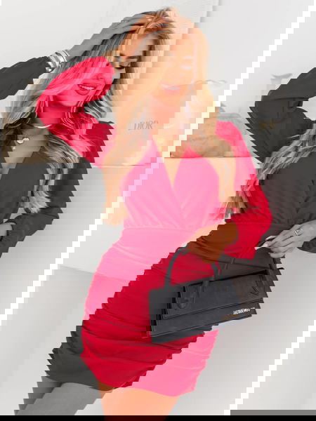 Malinowa sukienka mini z... 2