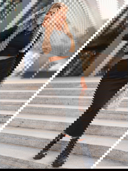 Czarny prążkowany komplet... 2