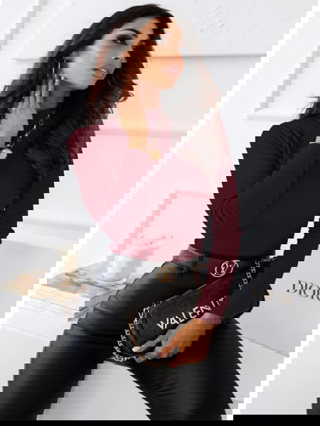 Bordowa prążkowana bluzka z... 2