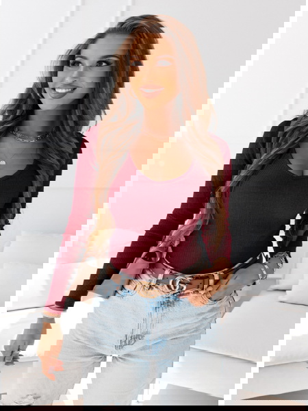 Bordowa prążkowana bluzka z... 2