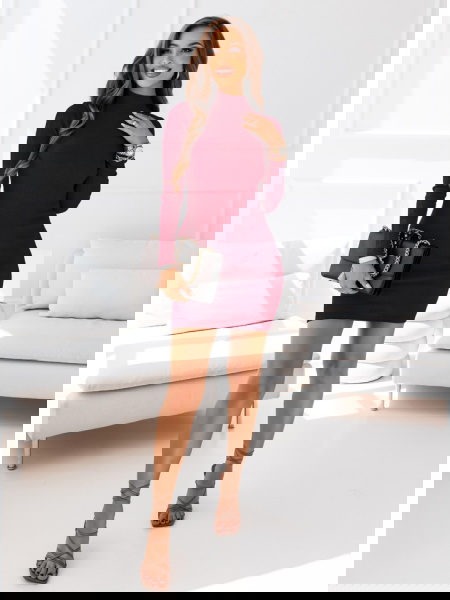 Bordowa prążkowana sukienka... 2