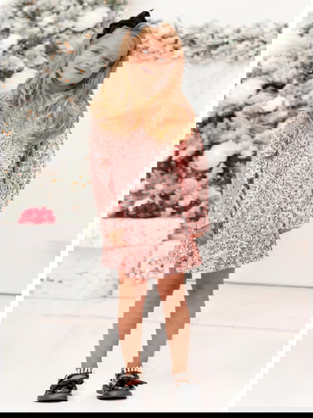 Pudrowa cekinowa sukienka... 2