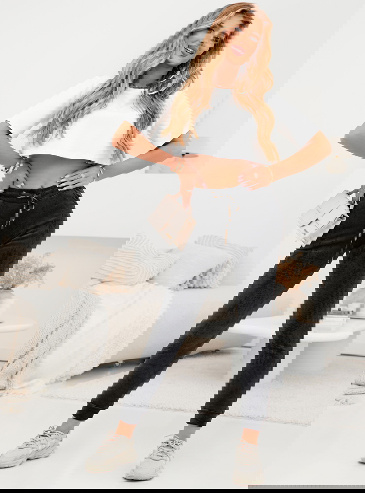 Czarne spodnie welurowe Theola