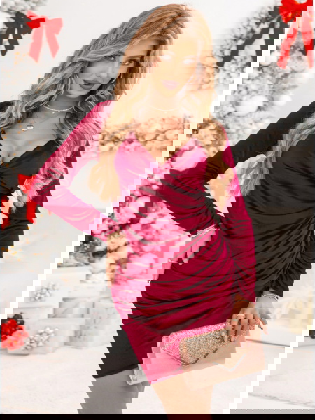 Bordowa welurowa sukienka z... 2