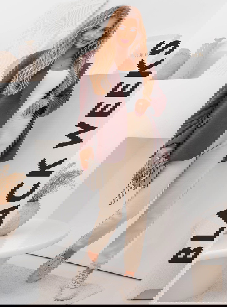 Beżowe spodnie dresowe z lampasami...