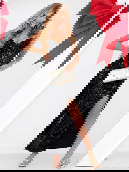 Czarna długa cekinowa... 2