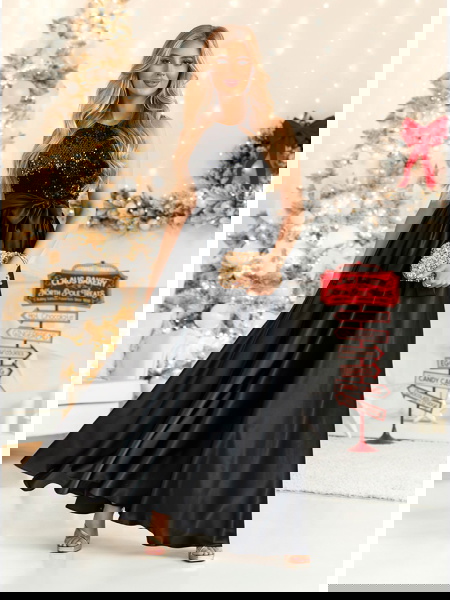 Czarna długa satynowa... 2