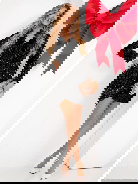 Czarna cekinowa sukienka z... 2