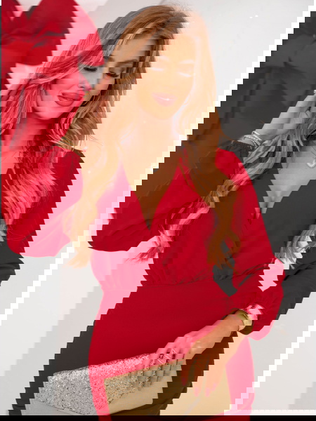 Malinowa sukienka mini z... 2