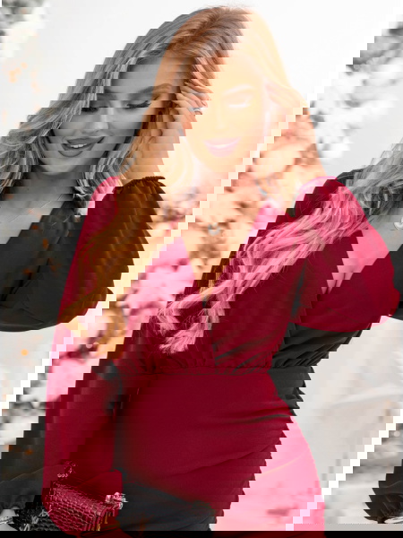 Bordowa sukienka mini z... 2