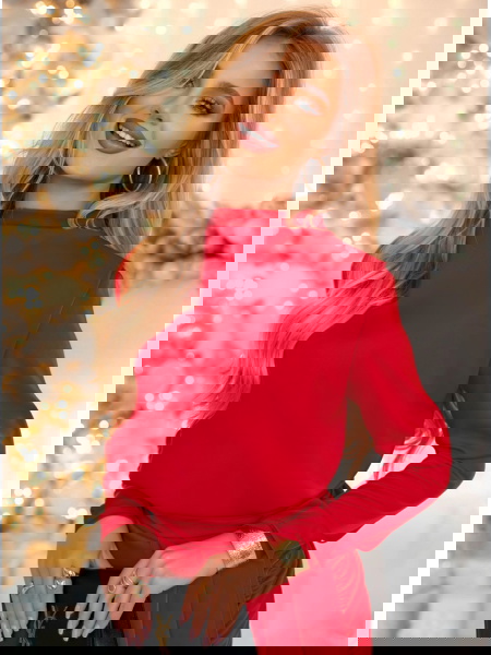 Malinowa sukienka mini z... 2