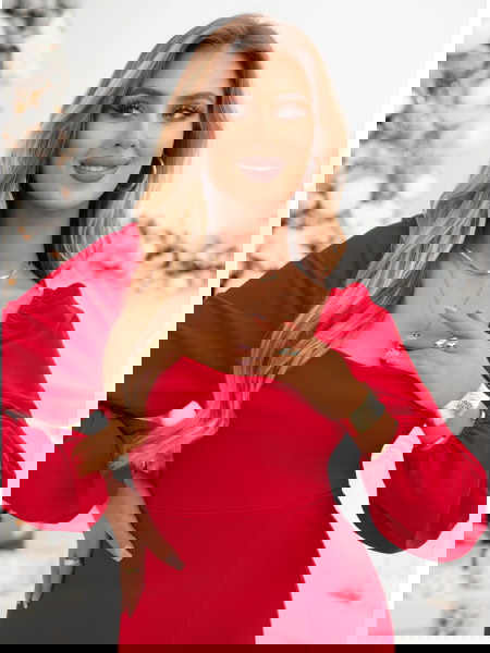 Malinowa sukienka z... 2