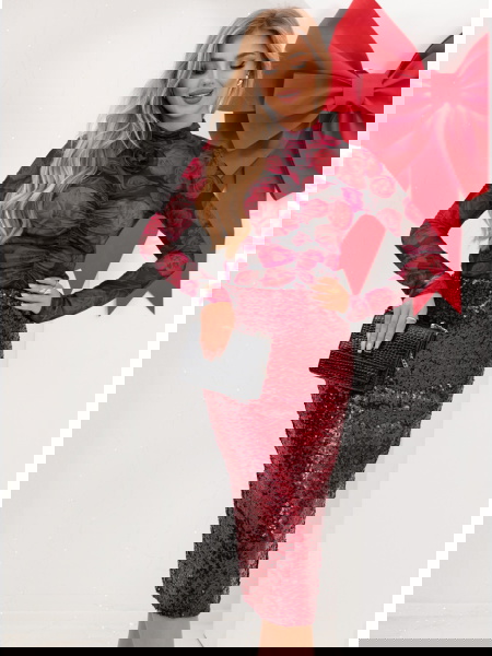 Bordowa cekinowa spódnica... 2