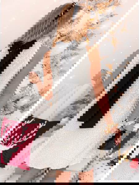 Biała cekinowa sukienka z... 2