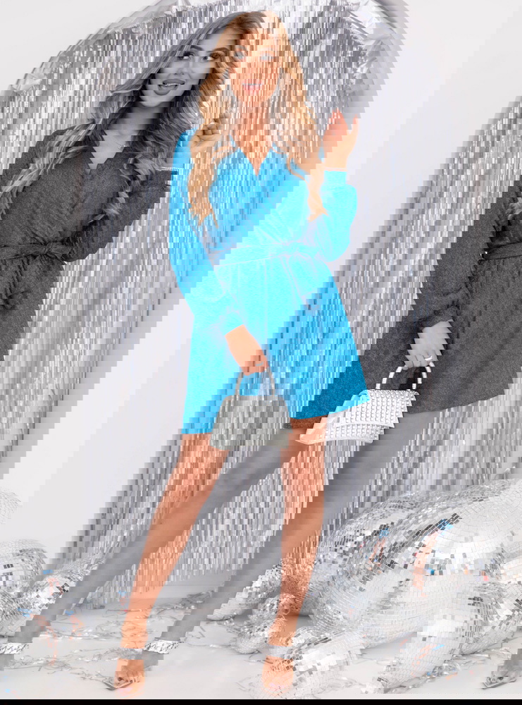 Turkusowa błyszcząca sukienka z...