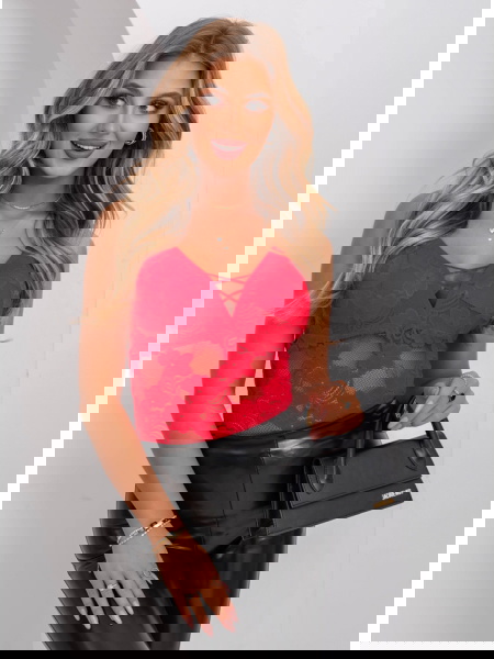 Malinowe koronkowe body ze... 2