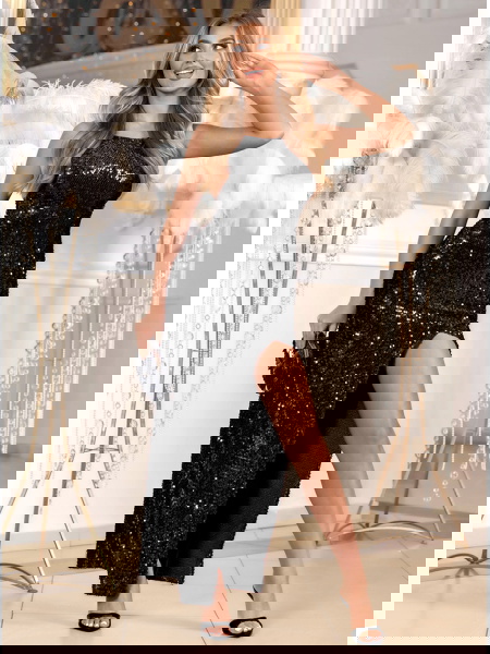 Czarna cekinowa sukienka na... 2