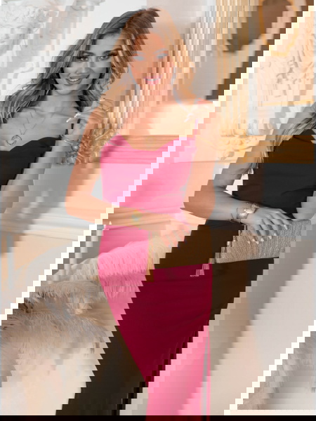 Bordowa długa sukienka na... 2