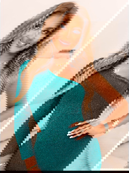 Turkusowa długa błyszcząca... 2