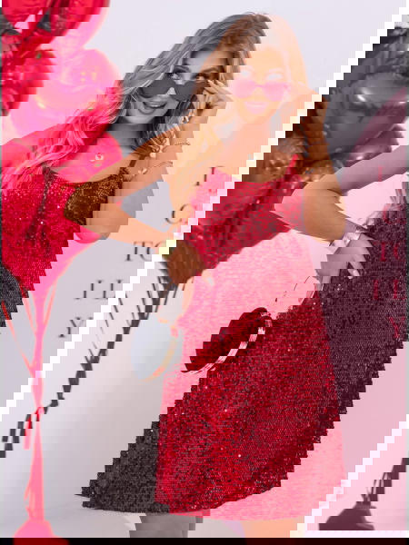 Malinowa cekinowa sukienka... 2