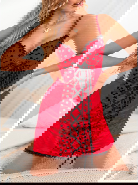 Malinowy komplet koszula... 2